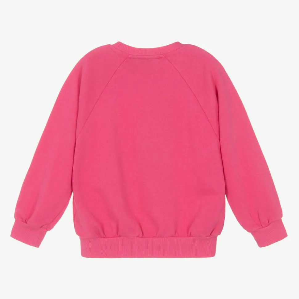 Girls Pink Cotton Dog Print Sweatshirt
