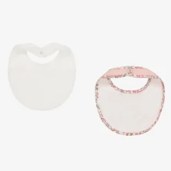Girls Pink Cotton Floral Sheep Bibs (2 Pack)
