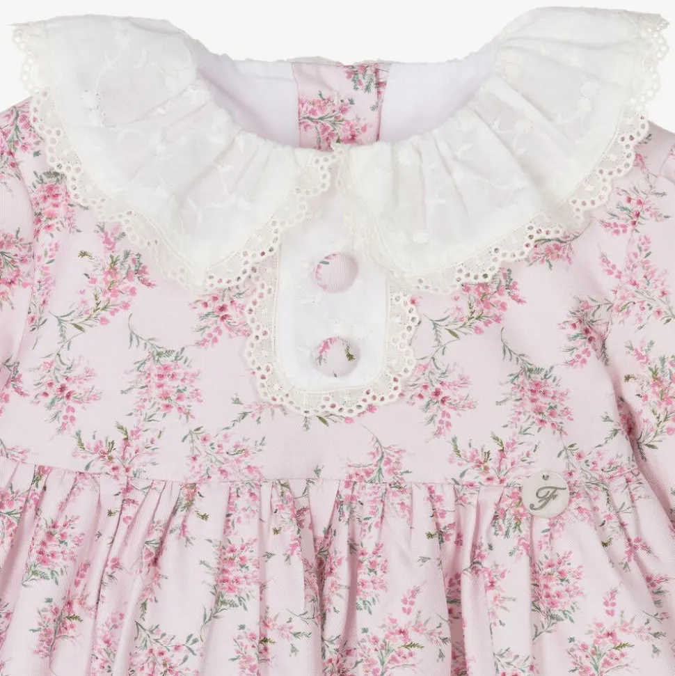 Girls Pink Cotton Floral Dress