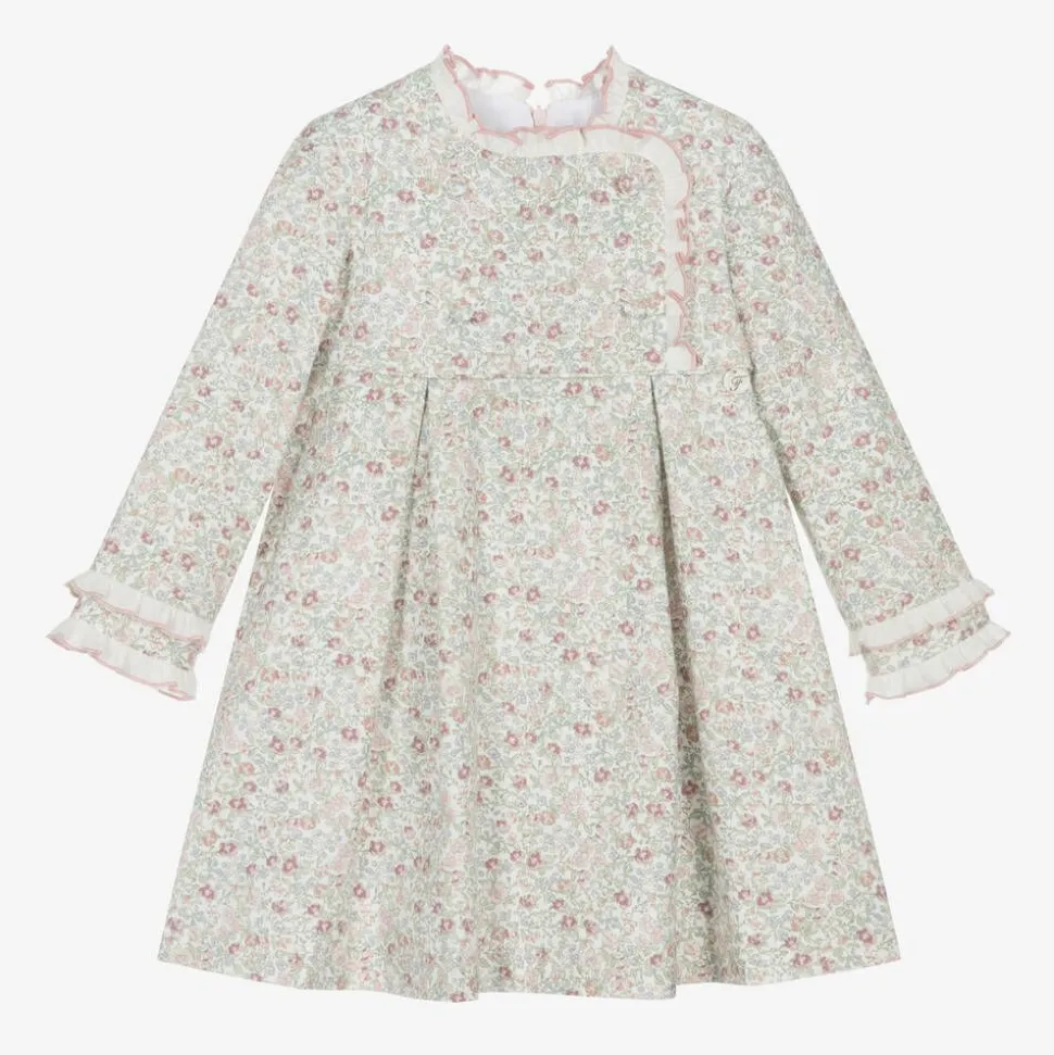 Girls Pink Cotton Floral Dress