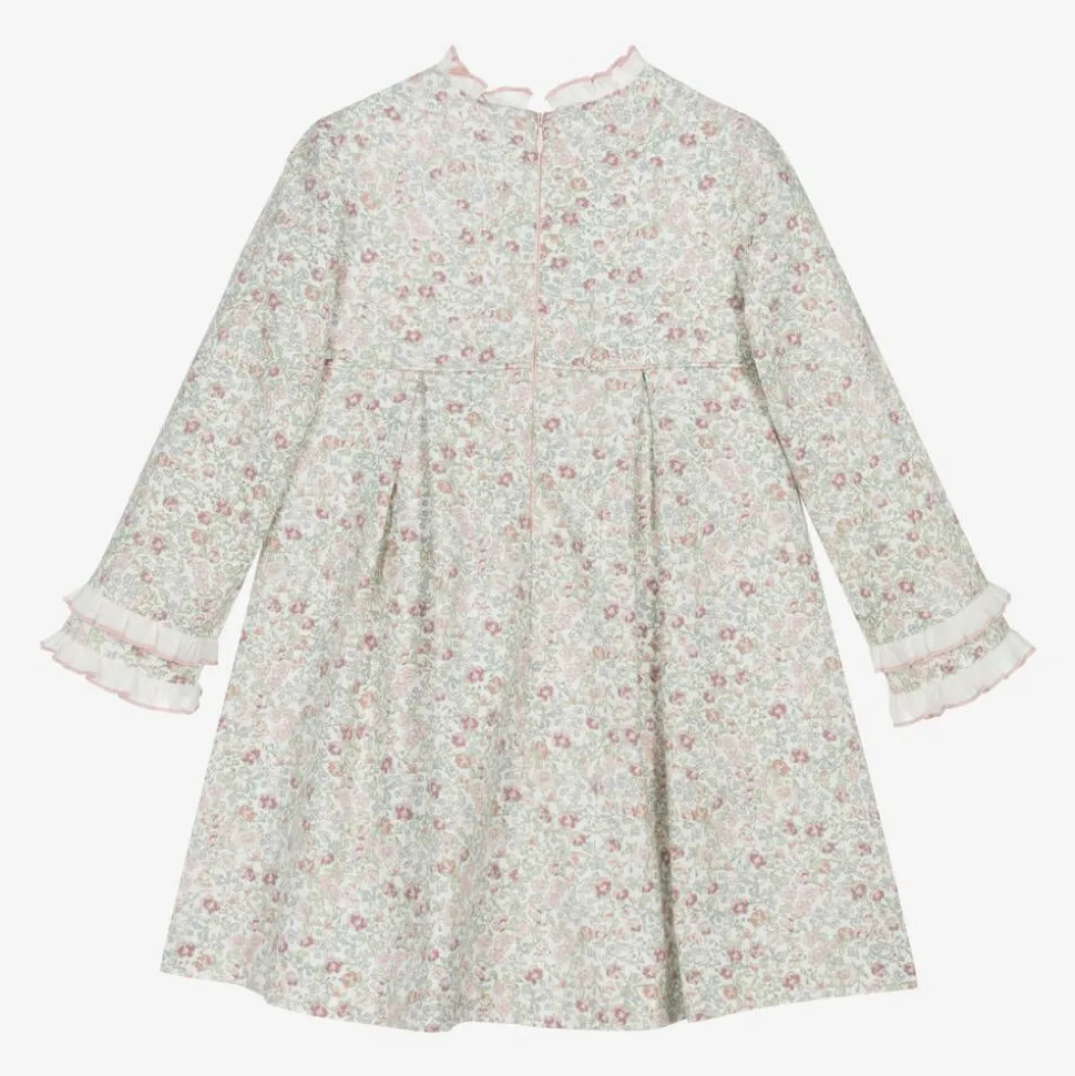 Girls Pink Cotton Floral Dress