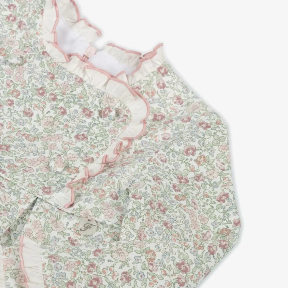 Girls Pink Cotton Floral Dress