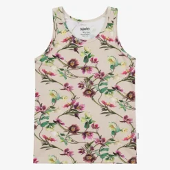 Girls Pink Cotton Floral Vests (2 Pack)