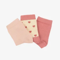Girls Pink Cotton Heart Socks (3 Pack)