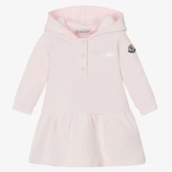 Girls Pink Cotton Hooded Dress