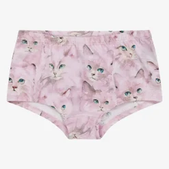 Girls Pink Cotton Kitten Knickers (2 Pack)