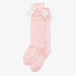 Girls Pink Cotton Knee Length Socks