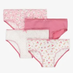 Girls Pink Cotton Knickers (4 Pack)