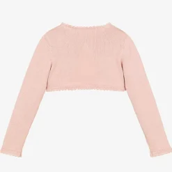 Girls Pink Cotton Knit Bolero Cardigan