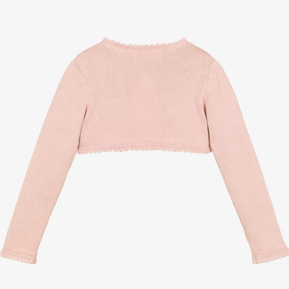 Girls Pink Cotton Knit Bolero Cardigan