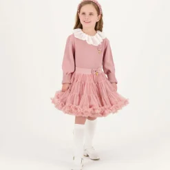 Girls Pink Cotton Knit Sweater