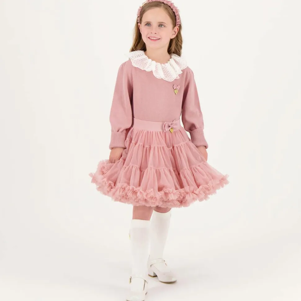 Girls Pink Cotton Knit Sweater