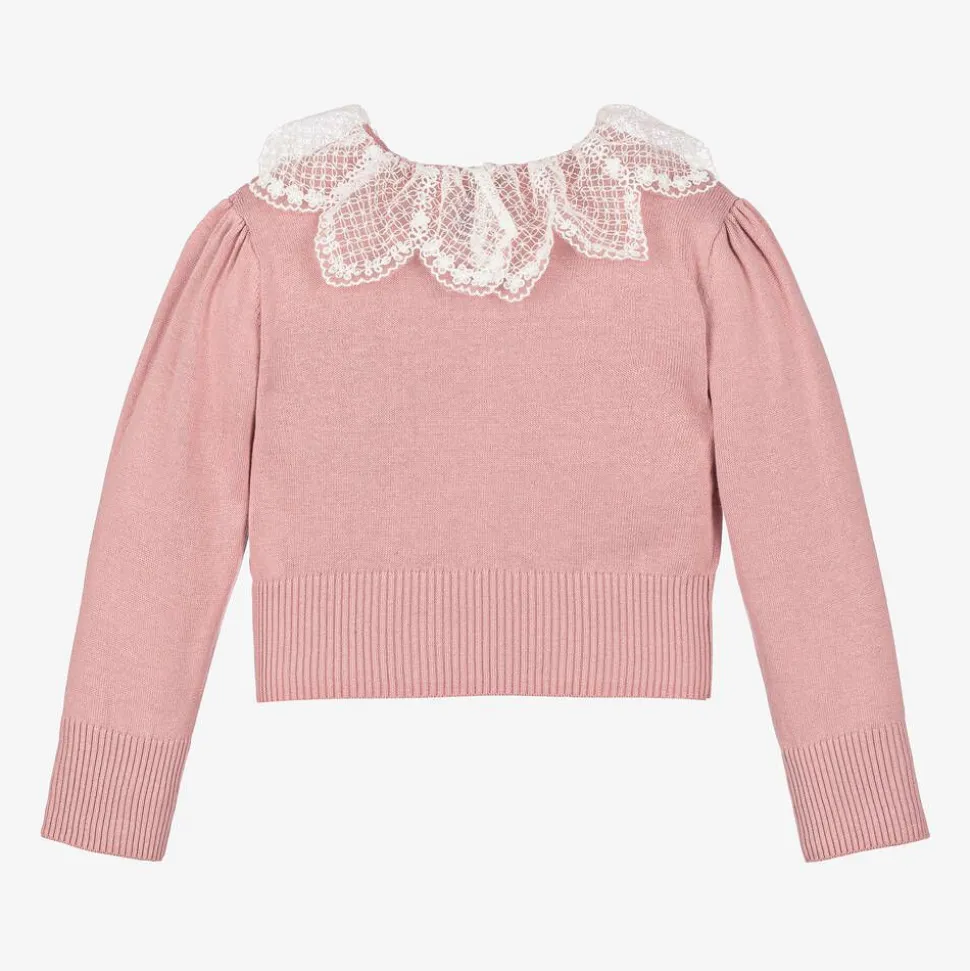 Girls Pink Cotton Knit Sweater