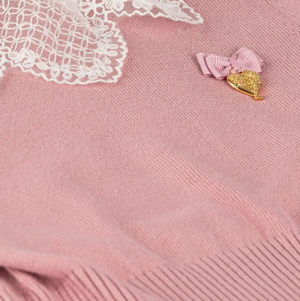 Girls Pink Cotton Knit Sweater