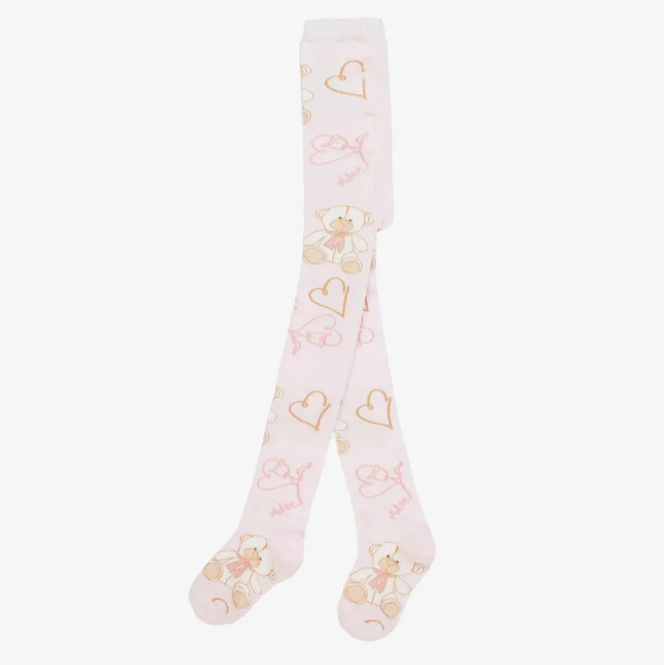 Girls Pink Cotton Knit Tights