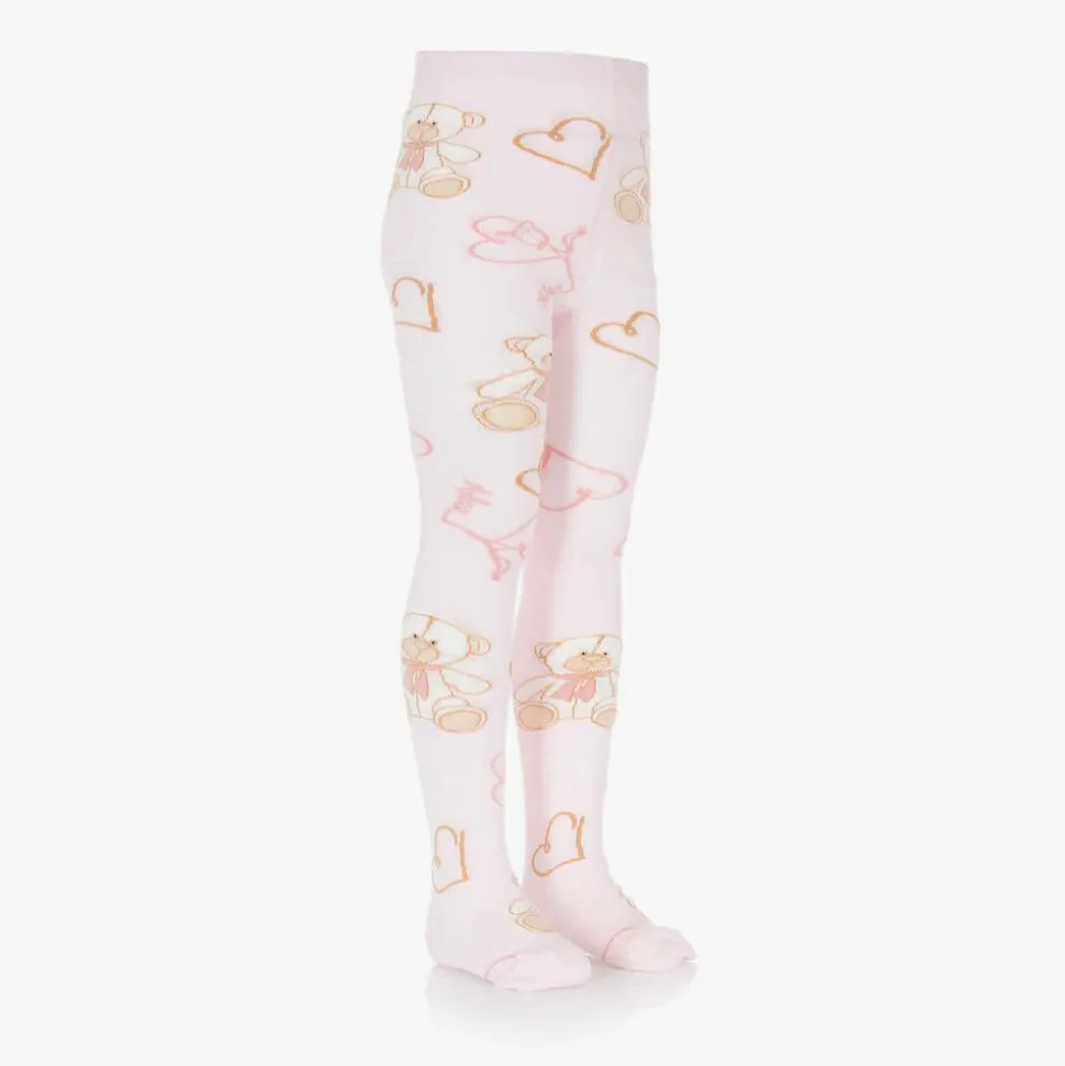 Girls Pink Cotton Knit Tights