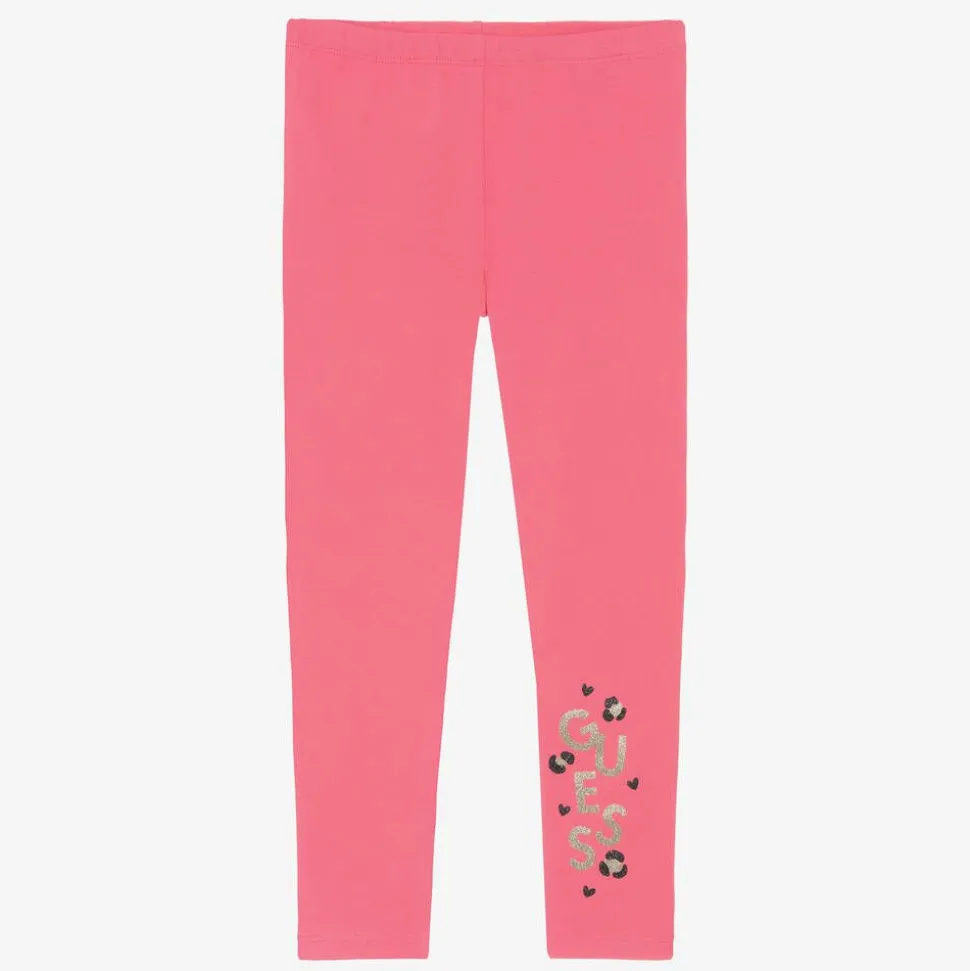 Girls Pink Cotton Leggings