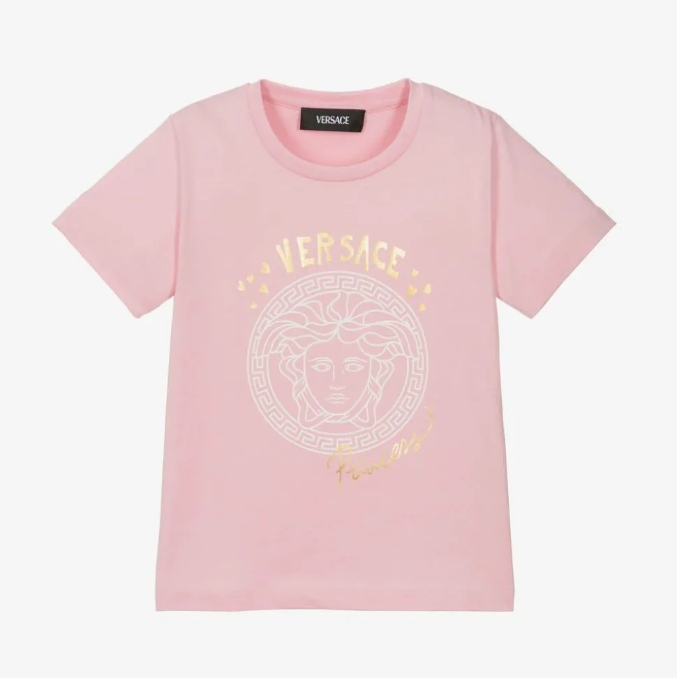 Girls Pink Cotton Medusa T-Shirt