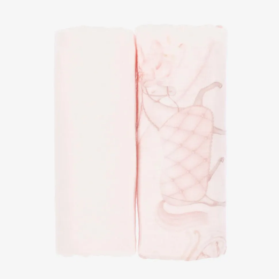 Girls Pink Cotton Princess Muslins (2 Pack)