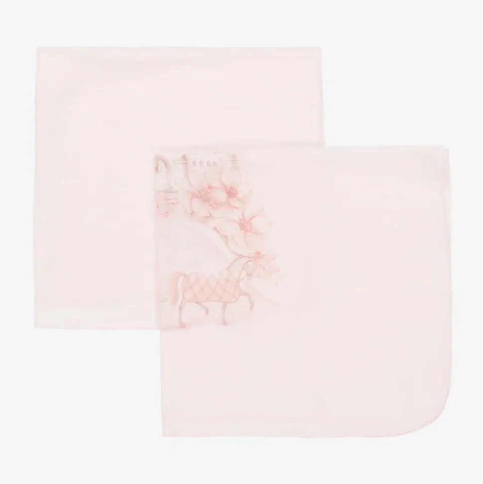 Girls Pink Cotton Princess Muslins (2 Pack)