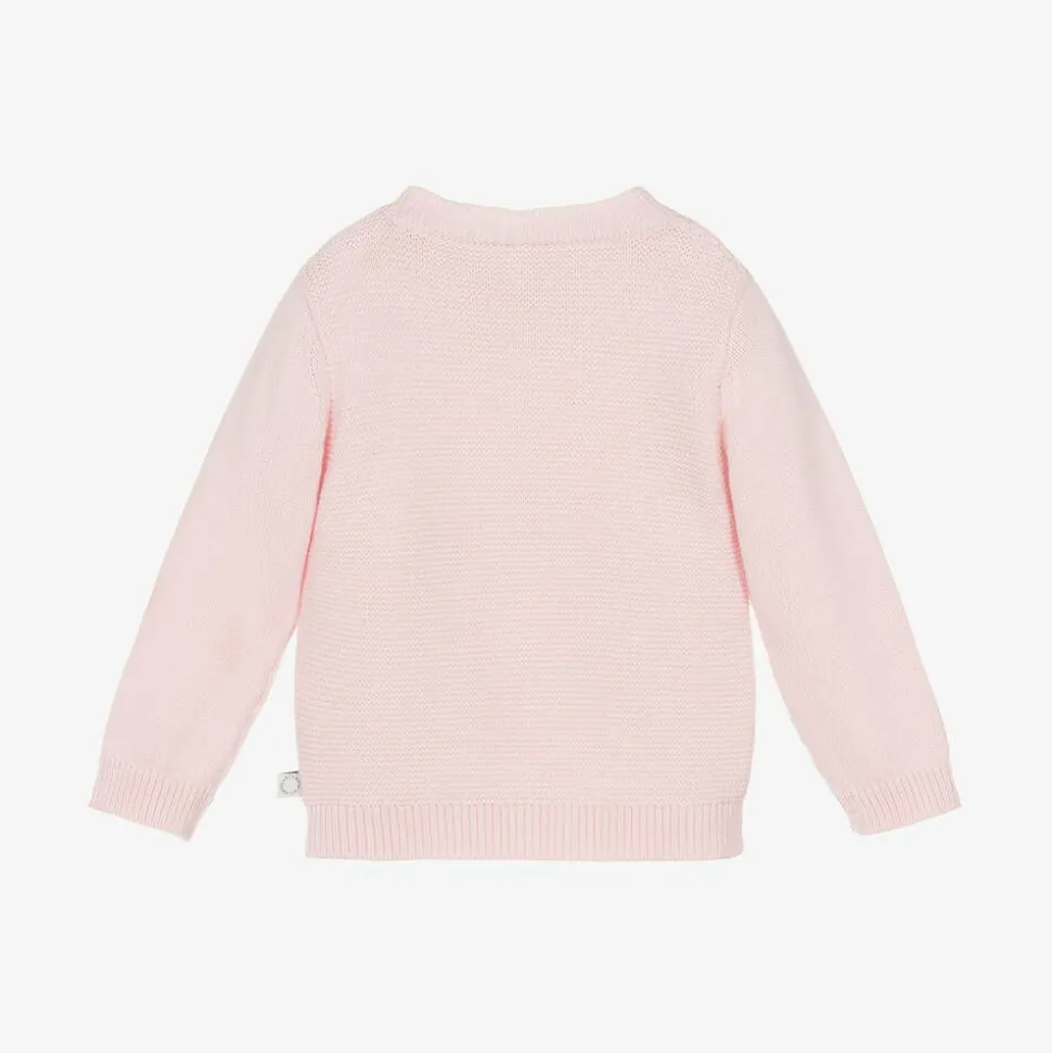 Girls Pink Cotton Rainbow Sweater