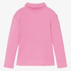 Girls Pink Cotton Roll Neck Top