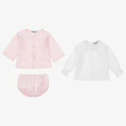 Girls Pink Cotton Shorts Set