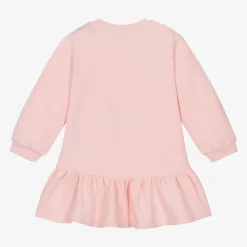 Girls Pink Cotton Sweatshirt Dress