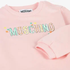 Girls Pink Cotton Sweatshirt Dress
