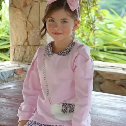 Girls Pink Cotton Teddy Bag Top