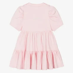 Girls Pink Cotton Tiered Dress