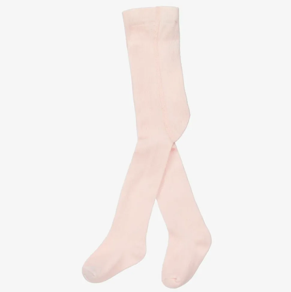 Girls Pink Cotton Tights