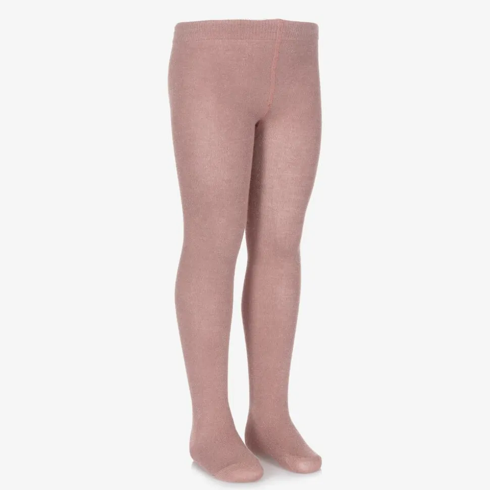 Girls Pink Cotton Tights