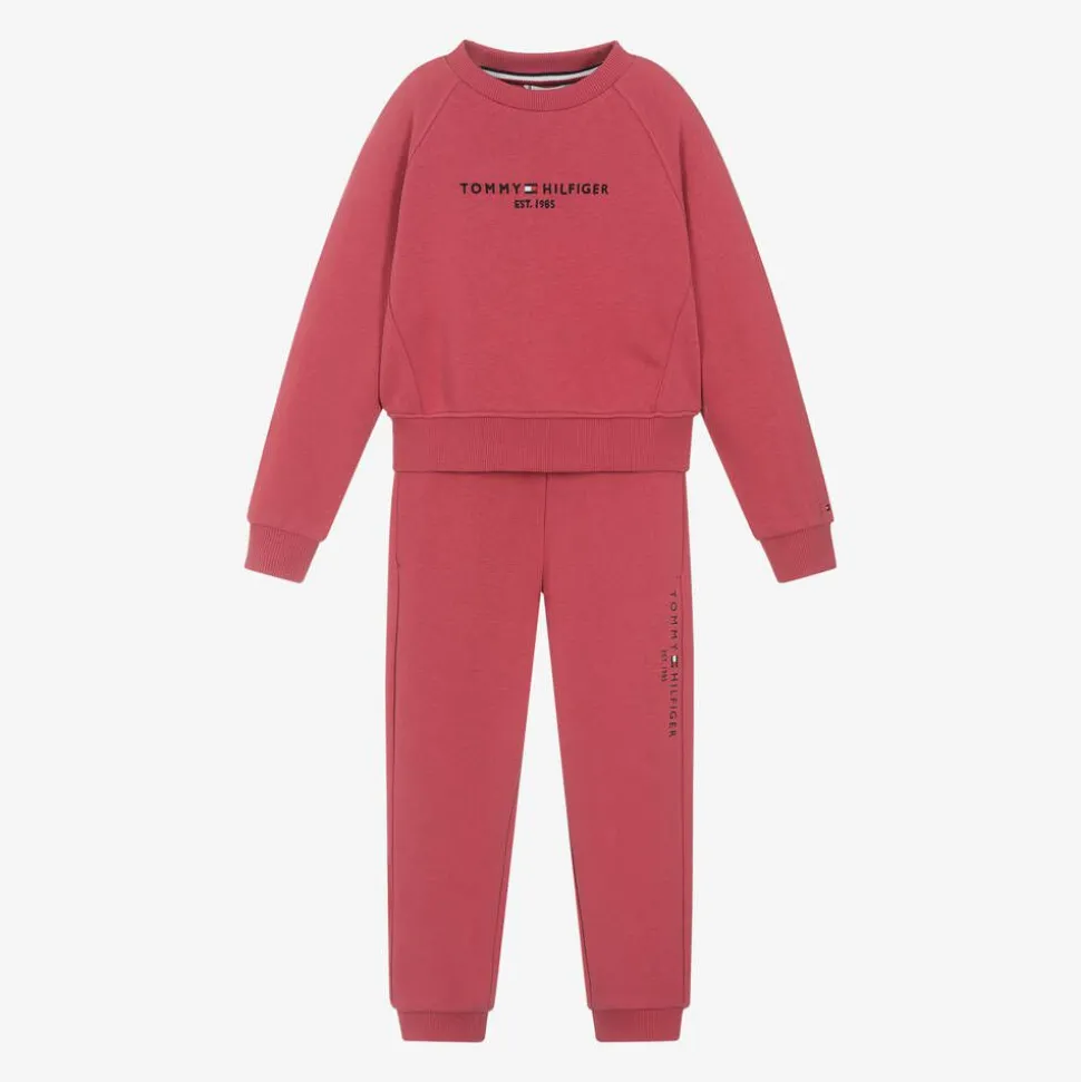 Girls Pink Cotton Tracksuit