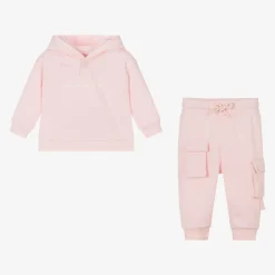 Girls Pink Cotton Tracksuit