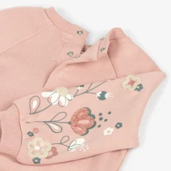 Girls Pink Cotton Tracksuit Set