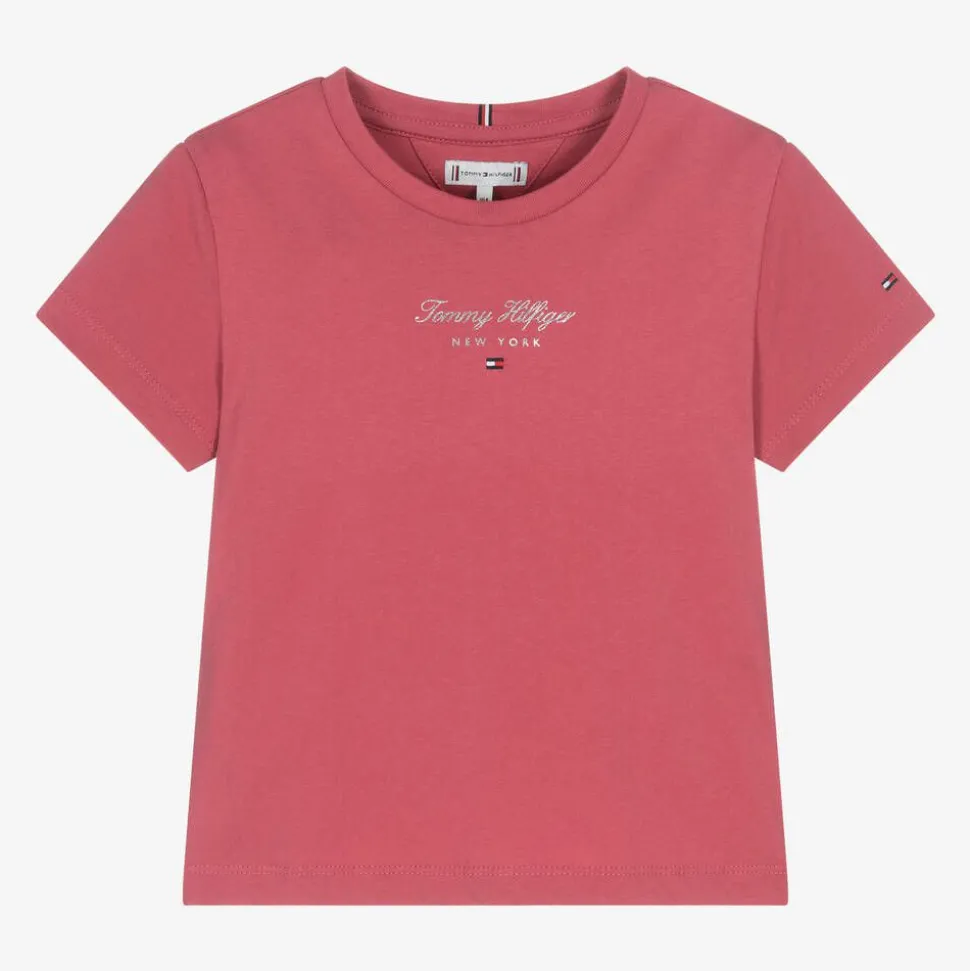 Girls Pink Cotton T-Shirt