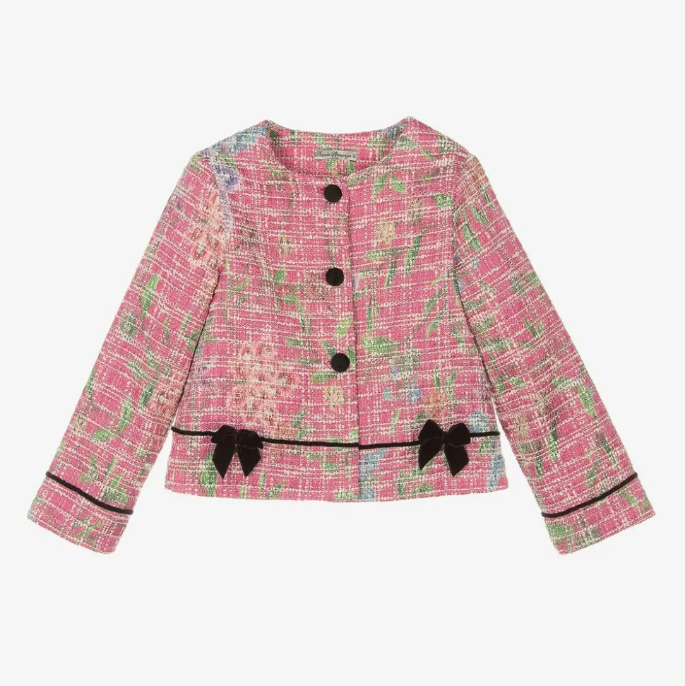 Girls Pink Cotton Tweed Jacket