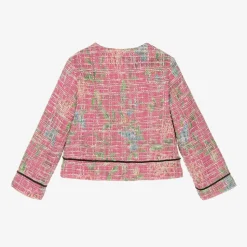 Girls Pink Cotton Tweed Jacket
