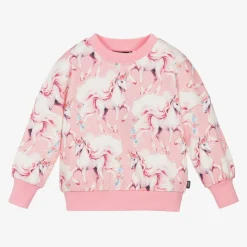 Girls Pink Cotton Unicorn Sweatshirt