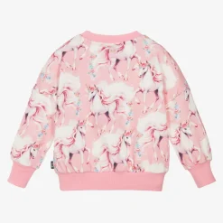 Girls Pink Cotton Unicorn Sweatshirt