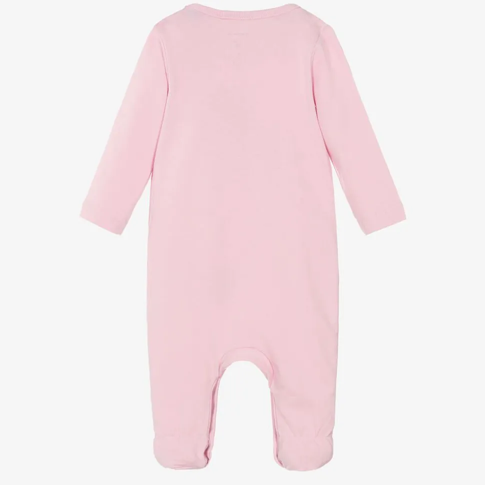 Girls Pink Cotton Unicorn Babygrow