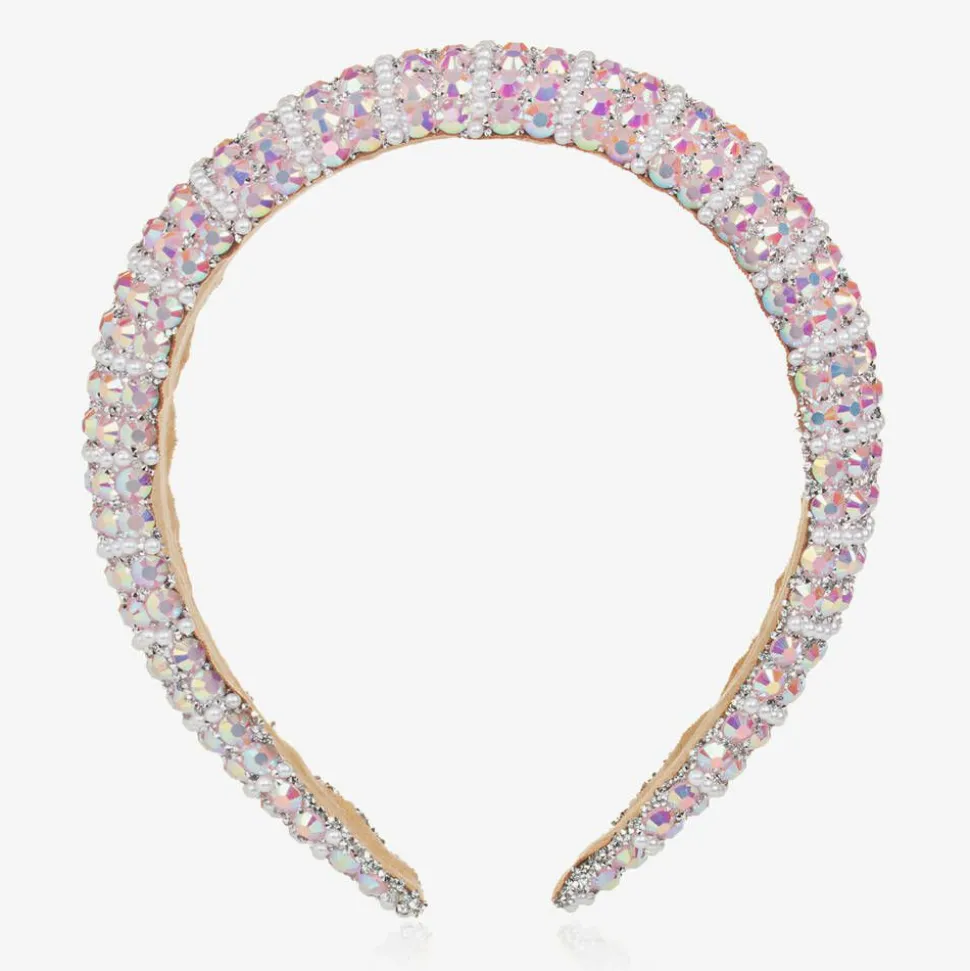 Girls Pink Diamanté Padded Hairband
