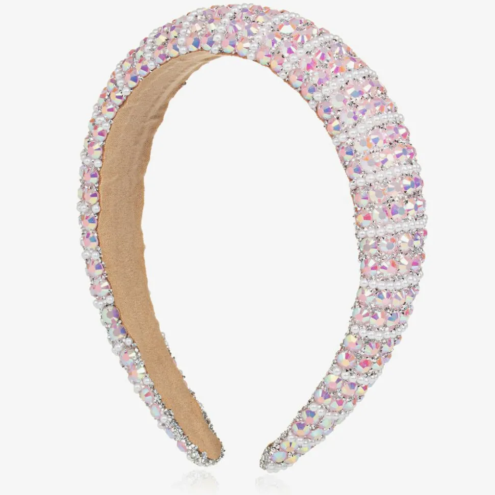 Girls Pink Diamanté Padded Hairband