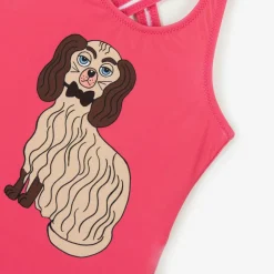 Girls Pink Dog Print Swimsuit (UPF50+)