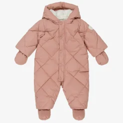 Girls Pink Down Padded Snowsuit