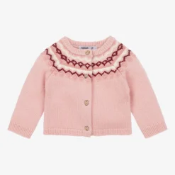 Girls Pink Fair Isle Cardigan