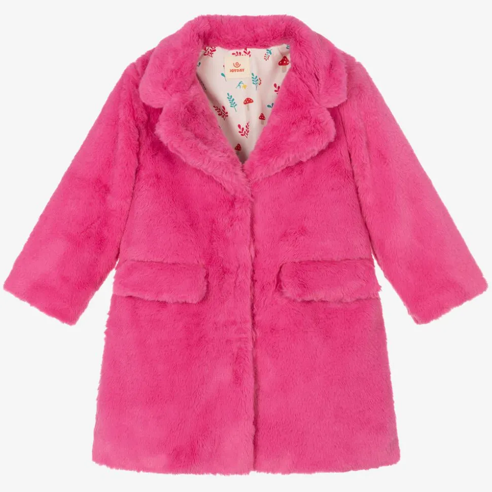 Girls Pink Faux Fur Coat