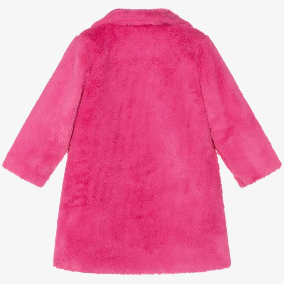Girls Pink Faux Fur Coat