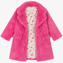 Girls Pink Faux Fur Coat